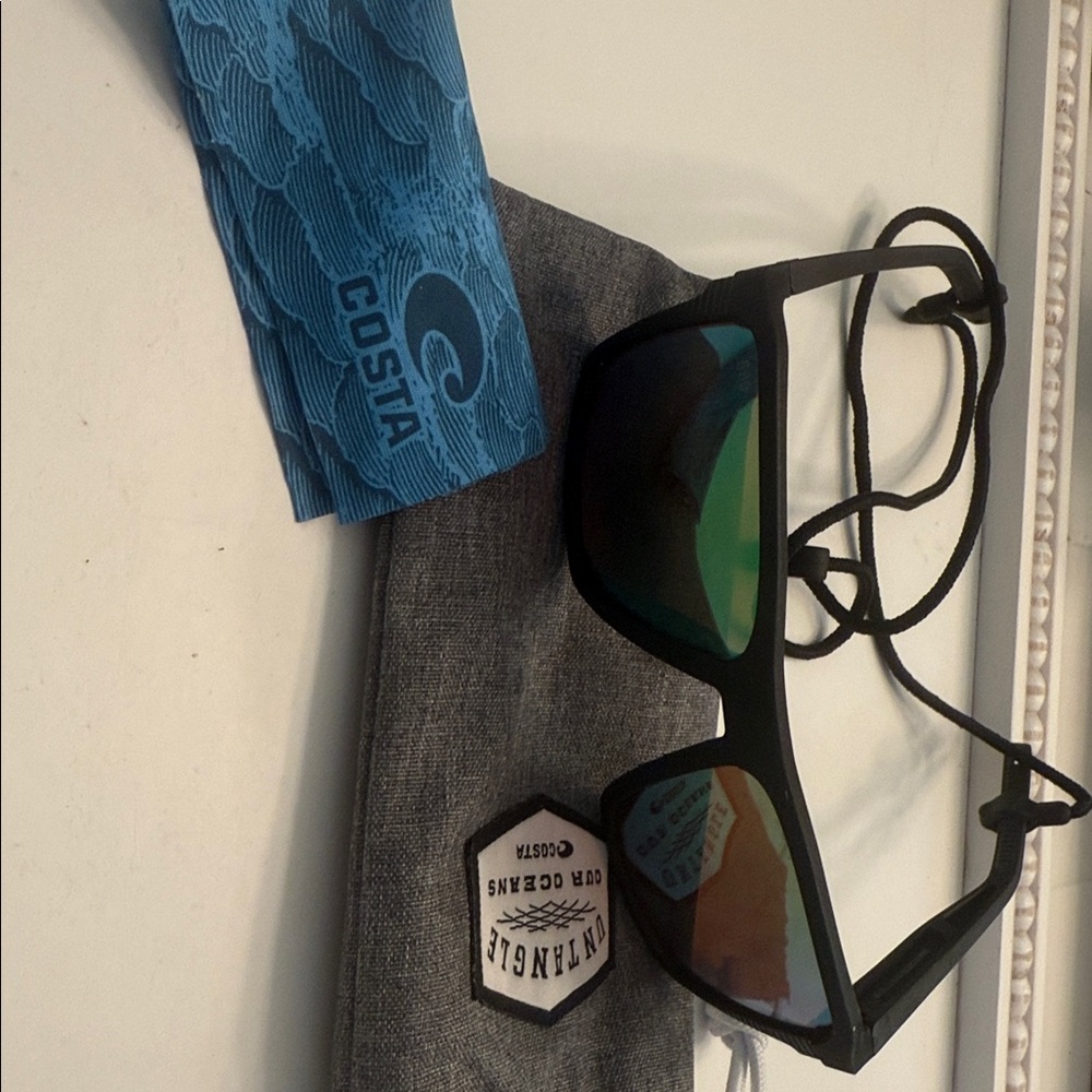 Costa Black Frame Sunglasses with Reflective Lenses